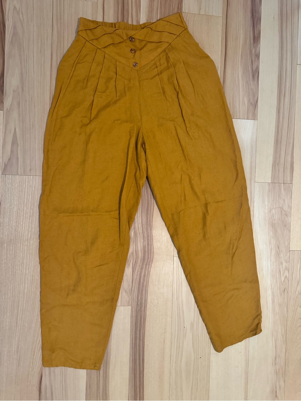 Mustard High-Waist Pleated Women’s Pants